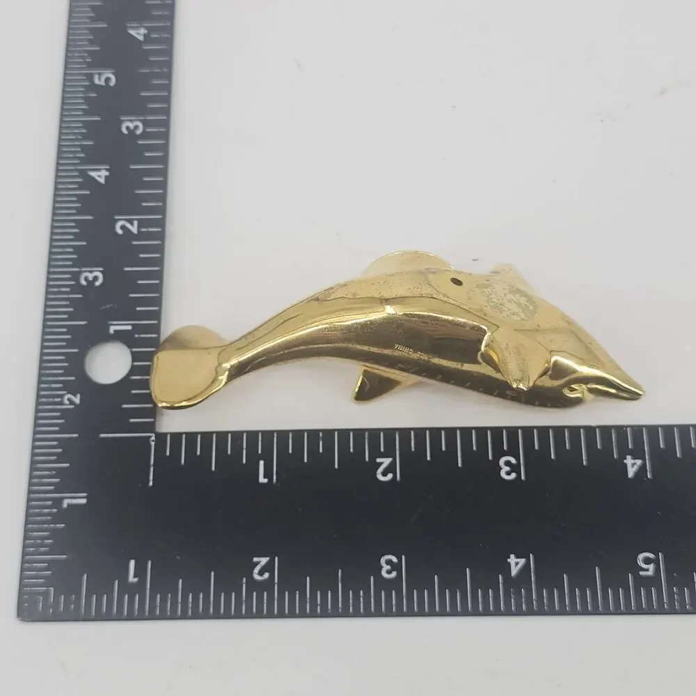 SMALL BRASS QUARTZ CLOCKS Dolphin NEED BATTERIES Goldtone 4